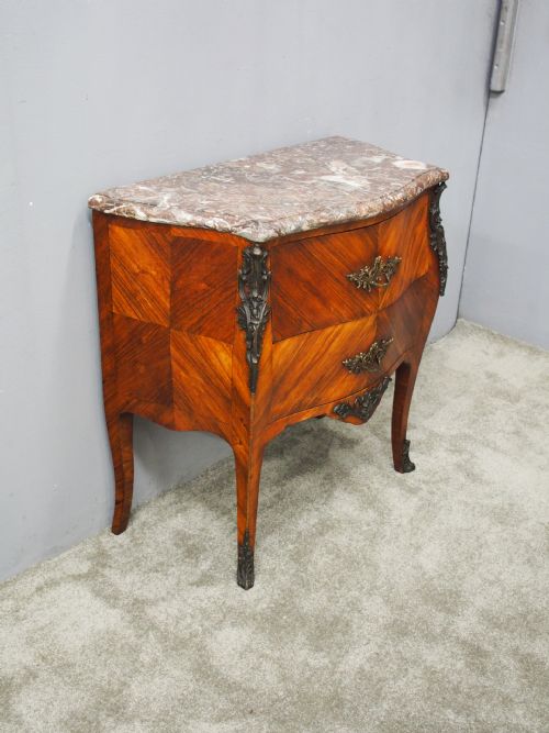 FRENCH KINGWOOD AND PINK MARBLE TOP COMMODE - ADDITIONAL PHOTO 6