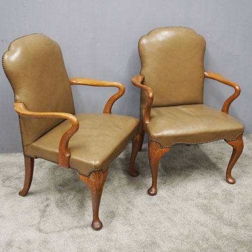 George II Style Leather Armchairs