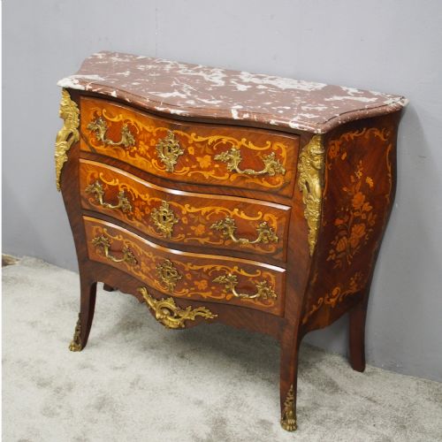 FRENCH MARBLE TOP KINGWOOD COMMODE - ADDITIONAL PHOTO 1