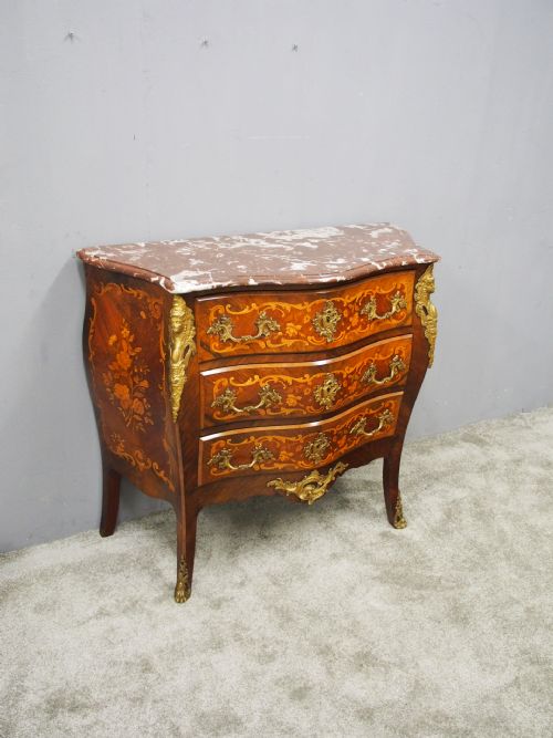 FRENCH MARBLE TOP KINGWOOD COMMODE - ADDITIONAL PHOTO 2