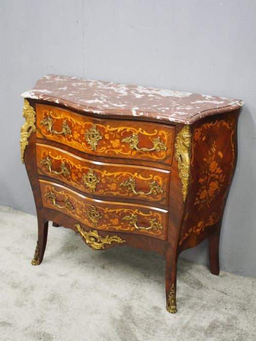 FRENCH MARBLE TOP KINGWOOD COMMODE - ADDITIONAL PHOTO 3