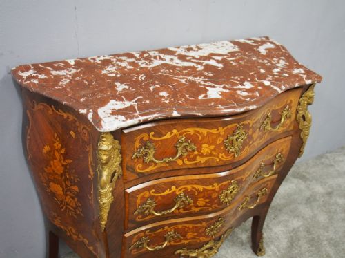 FRENCH MARBLE TOP KINGWOOD COMMODE - ADDITIONAL PHOTO 5