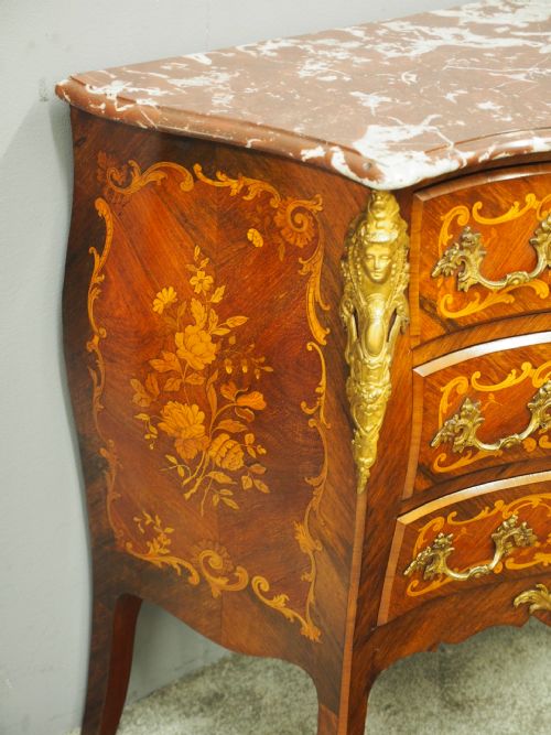 FRENCH MARBLE TOP KINGWOOD COMMODE - ADDITIONAL PHOTO 6