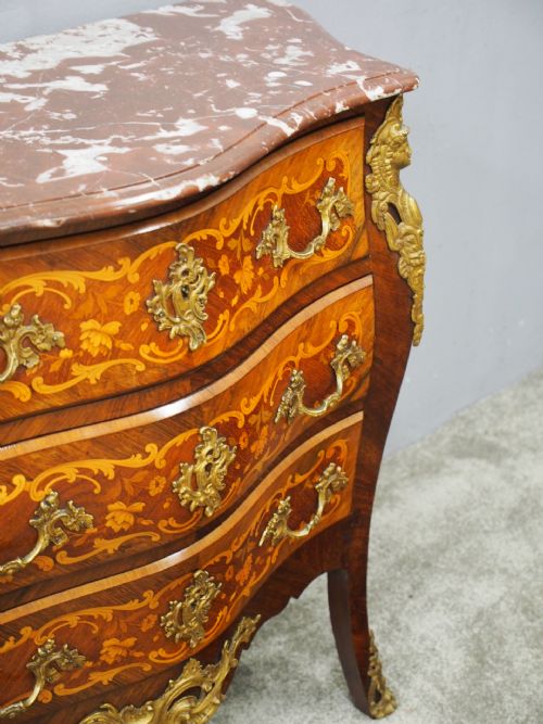 FRENCH MARBLE TOP KINGWOOD COMMODE - ADDITIONAL PHOTO 7