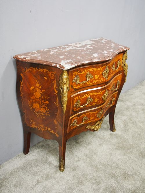 FRENCH MARBLE TOP KINGWOOD COMMODE - ADDITIONAL PHOTO 8
