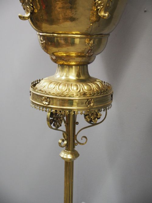 PAIR OF GOTHIC STYLE CAST BRASS STANDS AND URNS - ADDITIONAL PHOTO 6