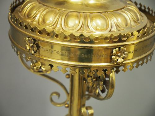 PAIR OF GOTHIC STYLE CAST BRASS STANDS AND URNS - ADDITIONAL PHOTO 7