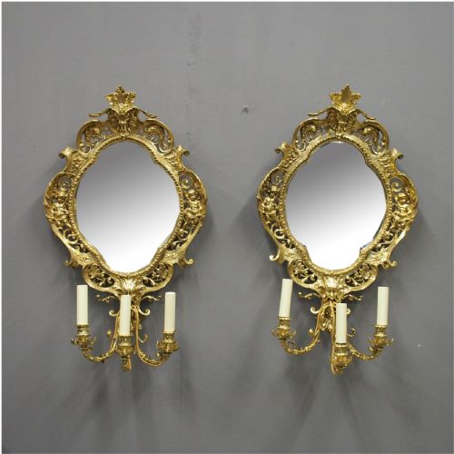 Pair of Victorian Cast Brass Mirror Sconces