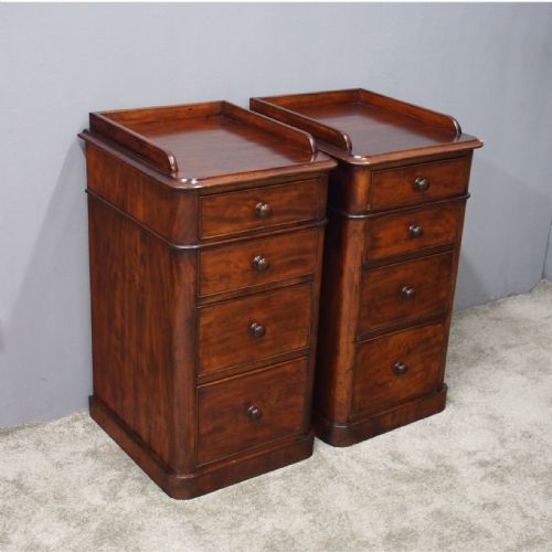 Pair of Victorian Mahogany Bedsides with Gallery
