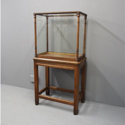 Oak Display Cabinet on Stand