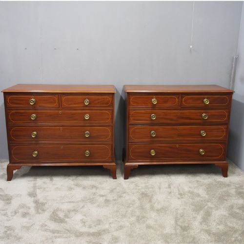 Pair of George III Mahogany and Inlaid Chest of Drawers

