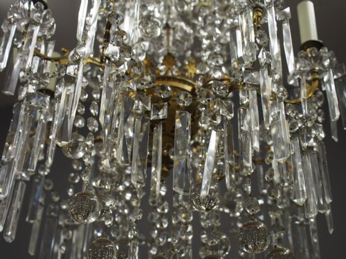 GLASS AND GILDED BRASS 2 TIER CHANDELIER - ADDITIONAL PHOTO 2