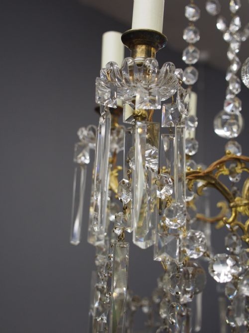 GLASS AND GILDED BRASS 2 TIER CHANDELIER - ADDITIONAL PHOTO 8
