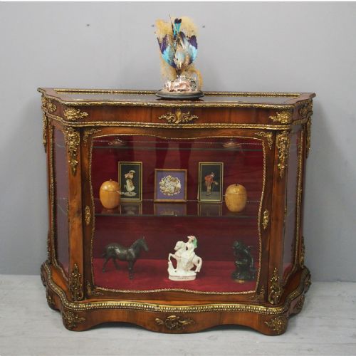 VICTORIAN YEW VITRINE OR DISPLAY CABINET - ADDITIONAL PHOTO 1