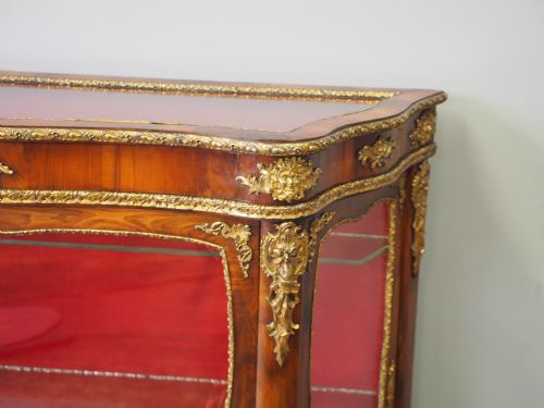 VICTORIAN YEW VITRINE OR DISPLAY CABINET - ADDITIONAL PHOTO 4