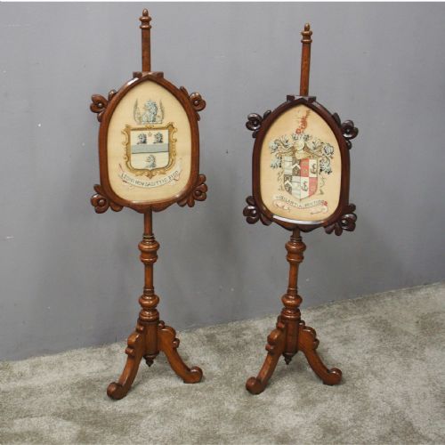 Pair of Gothic Revival Pole Screens