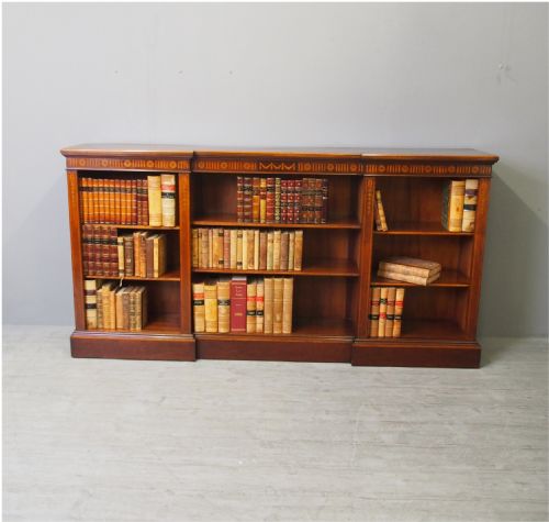 Sheraton Style Inlaid Mahogany Open Bookcase