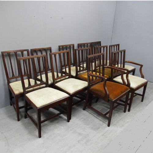Set of 12 Scottish George III Mahogany Dining Chairs