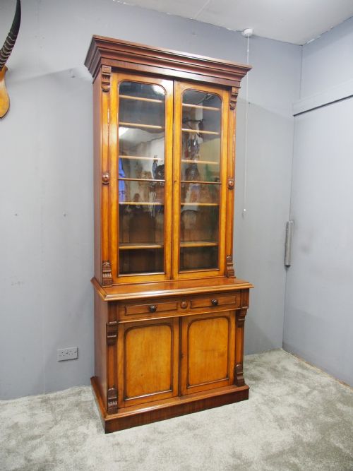 MID VICTORIAN 2 DOOR CABINET BOOKCASE - ADDITIONAL PHOTO 1