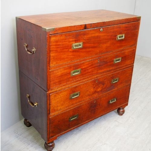 Victorian Teak Secretaire Military Chest