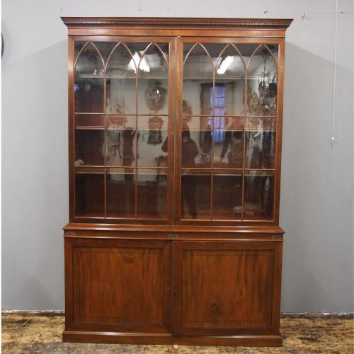 George III Style Mahogany 2 Door Cabinet Bookcase