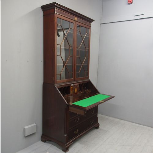 Georgian Style Inlaid Mahogany Bureau Bookcase