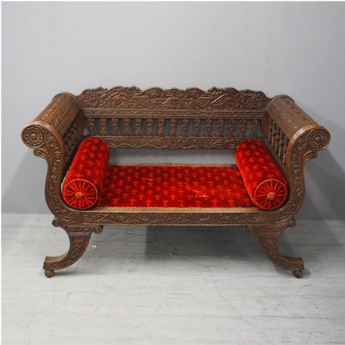 Carved Oak Small Sofa from Skibo Castle