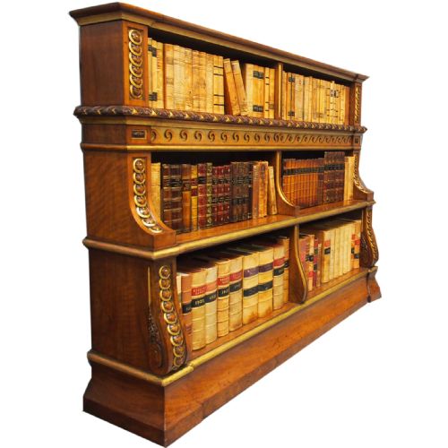 Victorian Carved and Gilded Waterfall Bookcase