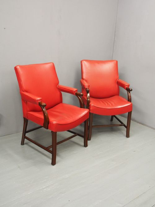 PAIR OF RED LEATHER CHAIRS BY WHYTOCK AND REID - ADDITIONAL PHOTO 1