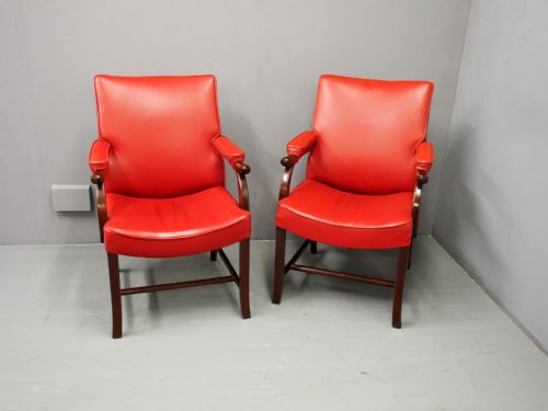 PAIR OF RED LEATHER CHAIRS BY WHYTOCK AND REID - ADDITIONAL PHOTO 2