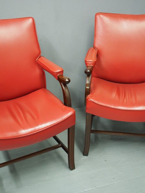 PAIR OF RED LEATHER CHAIRS BY WHYTOCK AND REID - ADDITIONAL PHOTO 3