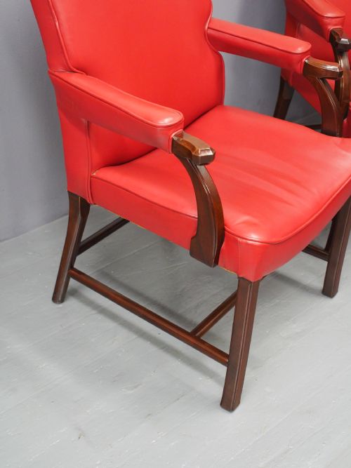 PAIR OF RED LEATHER CHAIRS BY WHYTOCK AND REID - ADDITIONAL PHOTO 4