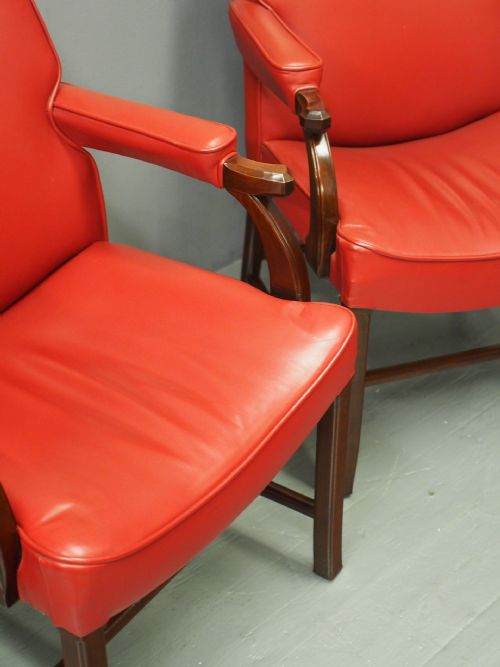 PAIR OF RED LEATHER CHAIRS BY WHYTOCK AND REID - ADDITIONAL PHOTO 6