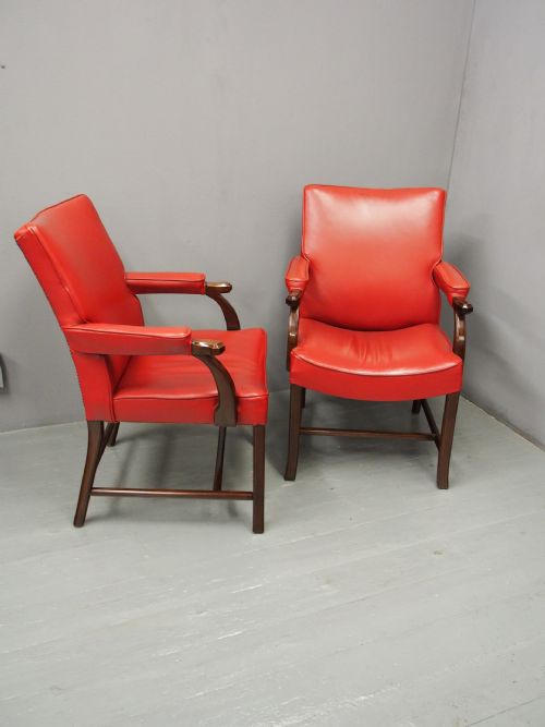 PAIR OF RED LEATHER CHAIRS BY WHYTOCK AND REID - ADDITIONAL PHOTO 12