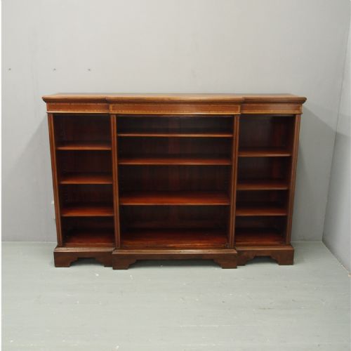Sheraton Style Inlaid Mahogany Open Bookcase