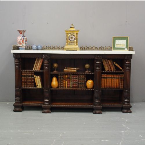 Rosewood and Marble Top Open Bookcase