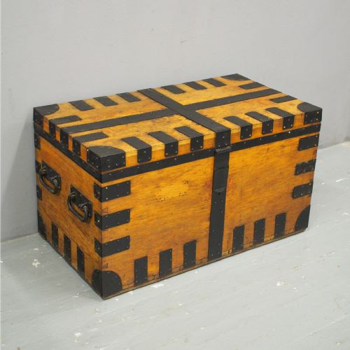 Victorian Oak Silver Trunk or Ships Trunk