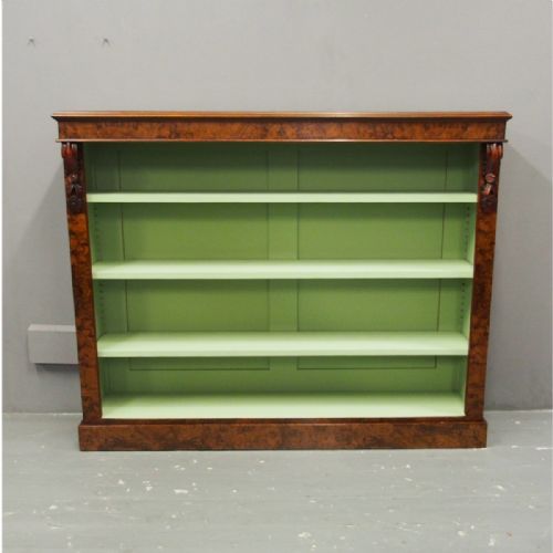 Victorian Burr Walnut Open Bookcase