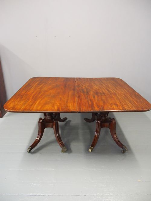 GEORGE IV MAHOGANY TWIN PILLAR DINING TABLE WITH 1 LEAF - ADDITIONAL PHOTO 11