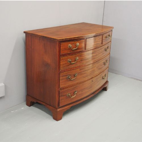 George III Inlaid Mahogany Bow-front Chest of Drawers