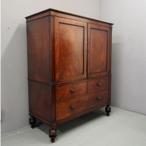 George III Neat Mahogany Linen Press