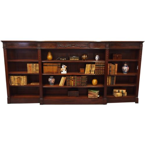 Adams Style Breakfront Open Bookcase