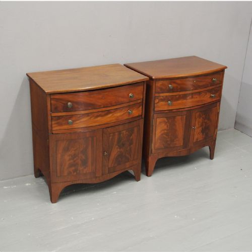Pair of George III Mahogany Bowfront Cabinets