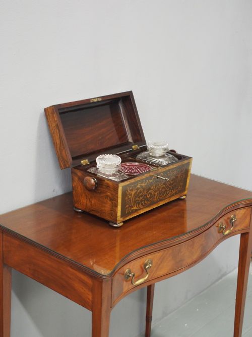 BRASS INLAID ROSEWOOD TEA CADDY - ADDITIONAL PHOTO 3