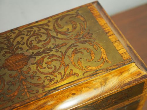 BRASS INLAID ROSEWOOD TEA CADDY - ADDITIONAL PHOTO 8