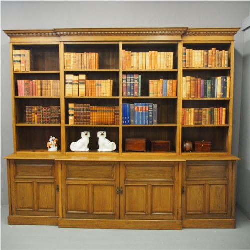 Arts and Crafts Influence Breakfront Open Bookcase

