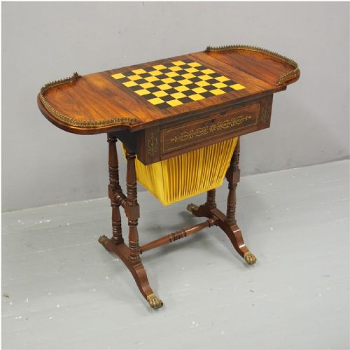 Regency Brass and Inlaid Rosewood Games Table
