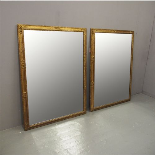 Pair of Gilded Pine Mirrors