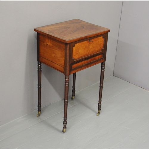 George IV Rosewood, Amboyna and Brass Work Table or Side Table