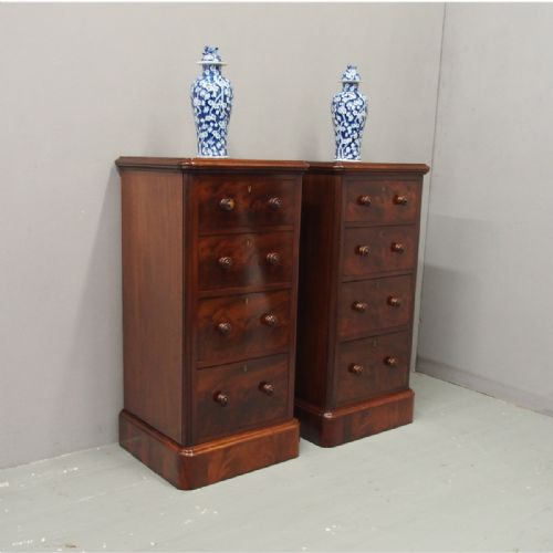 Pair of Victorian Wellington-style Mahogany Chests or Bedsides